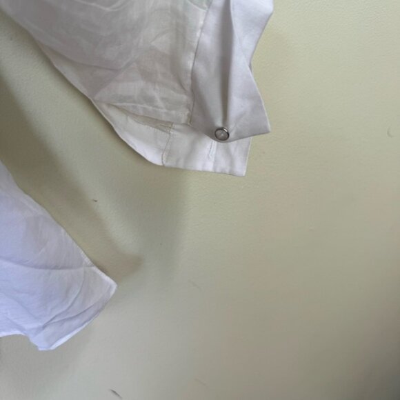 Tahari NEW ELISE Silk Cotton Ruffle Blouse Top Lightweight Sheer Slits Neutral S - Picture 9 of 15